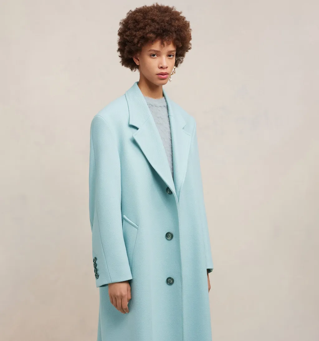 Single-Breasted Long-Sleeved Ribbed Coat