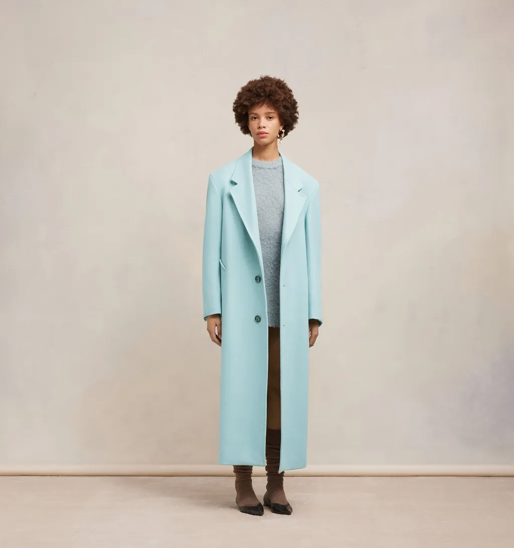 Single-Breasted Long-Sleeved Ribbed Coat