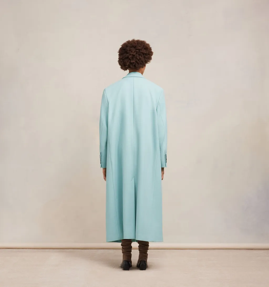 Single-Breasted Long-Sleeved Ribbed Coat