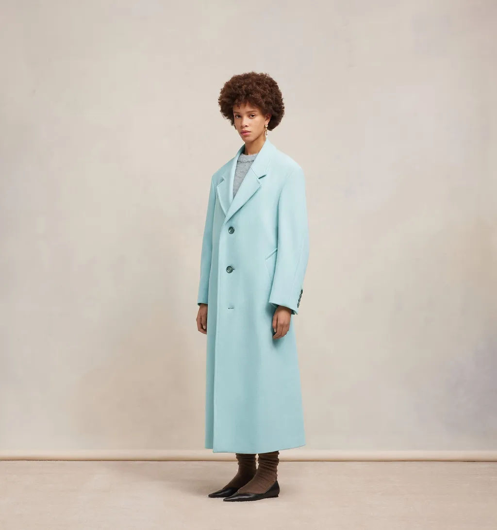 Single-Breasted Long-Sleeved Ribbed Coat