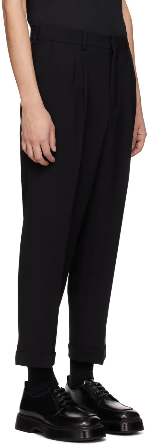 Pleat-Detailed Turn-Up Cuffs Tailored Trousers