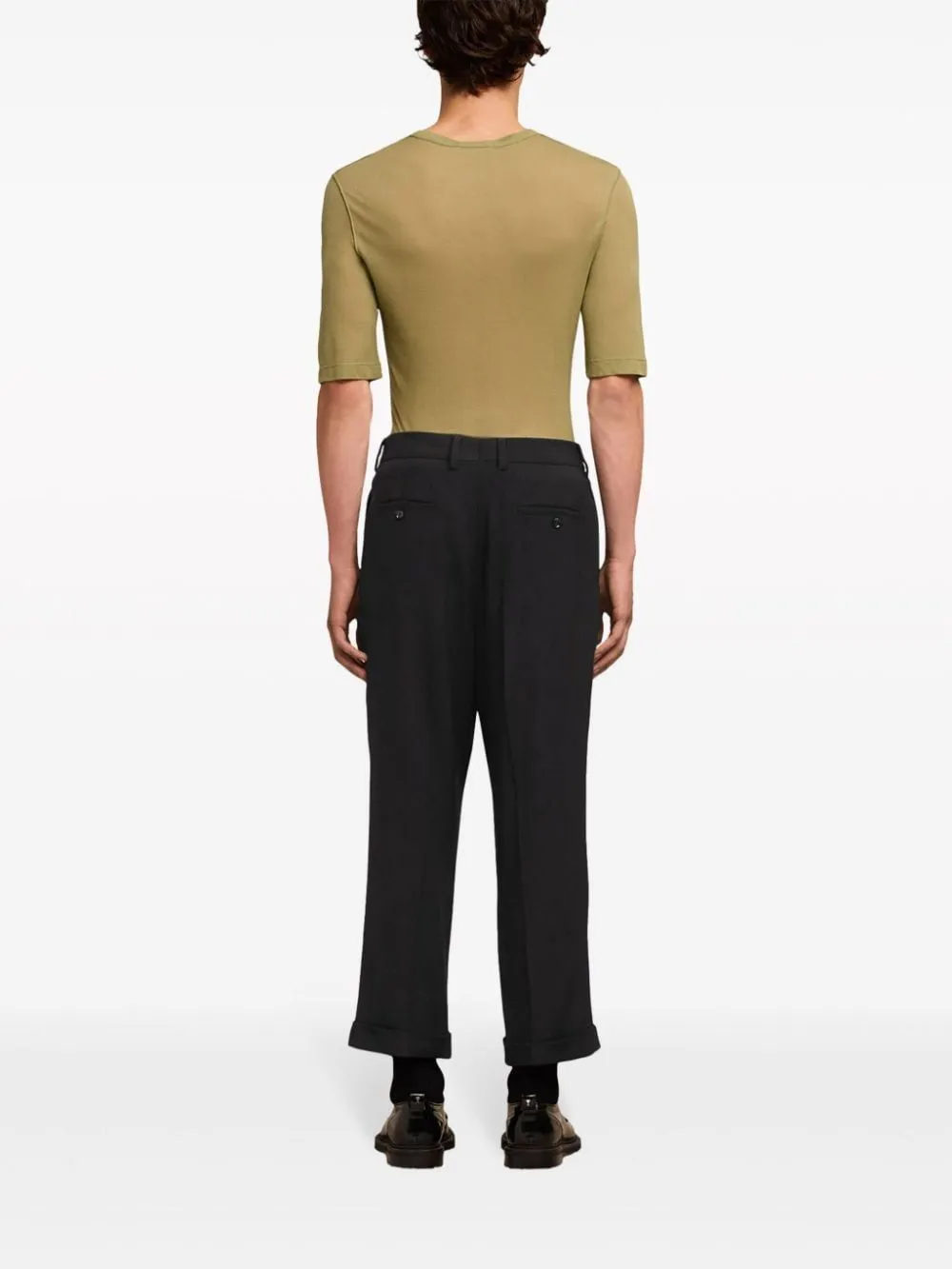 Pleat-Detailed Turn-Up Cuffs Tailored Trousers