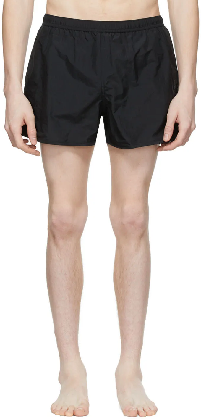 Logo Embossed Elastic Waistband Swim Shorts