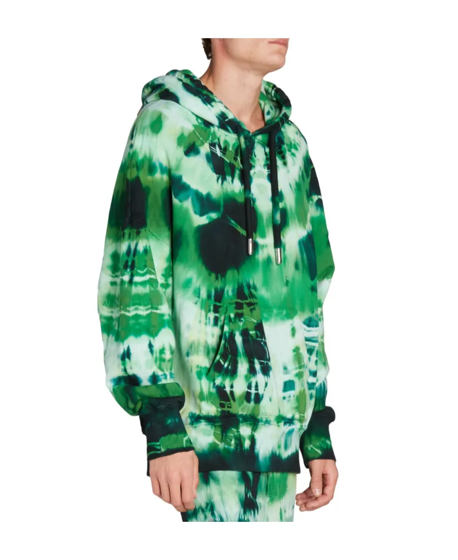Tie Dye-Print Cotton Hoodie