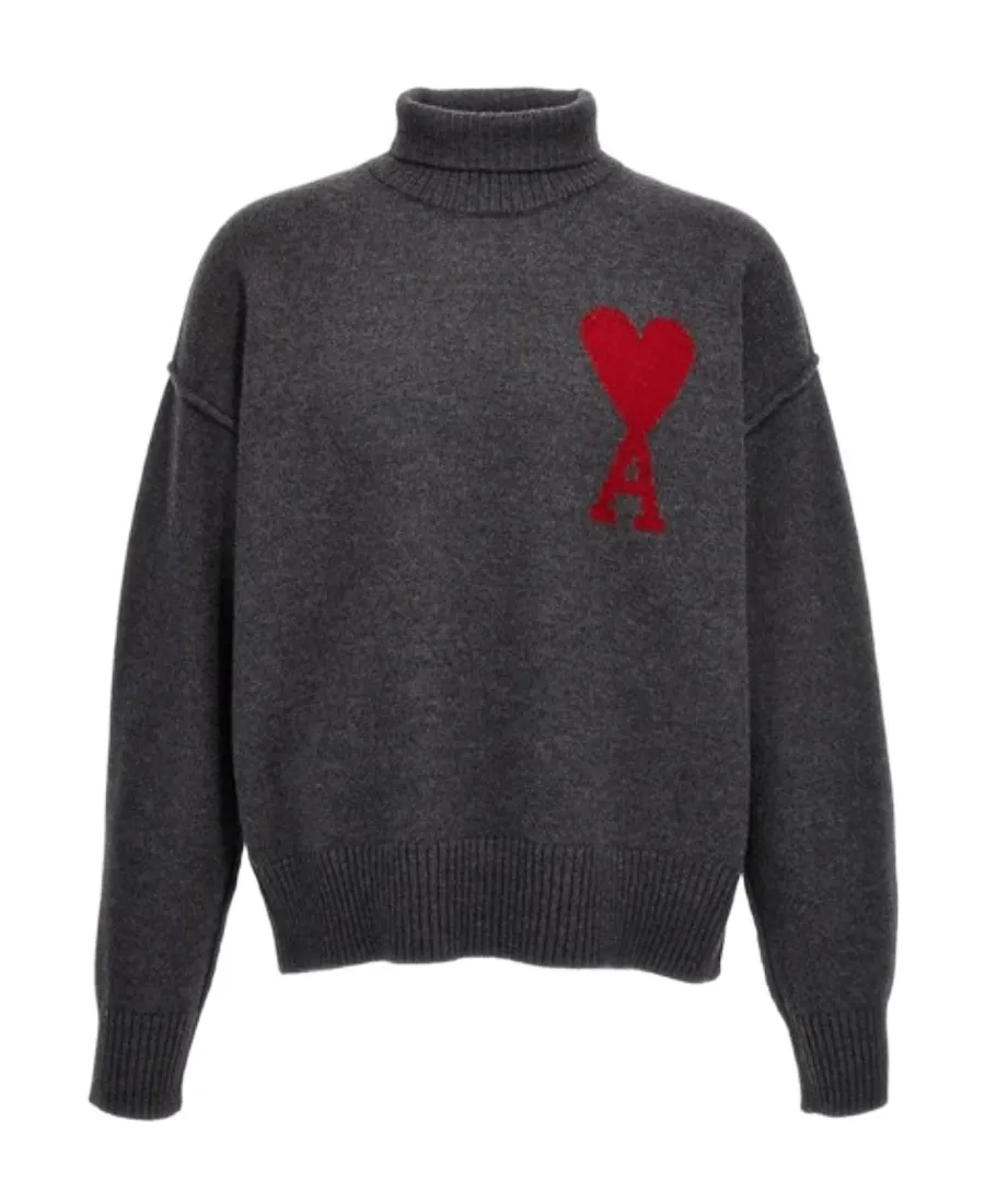 Ami De Coeur Logo Intarsia Knitted Roll-Neck Jumper