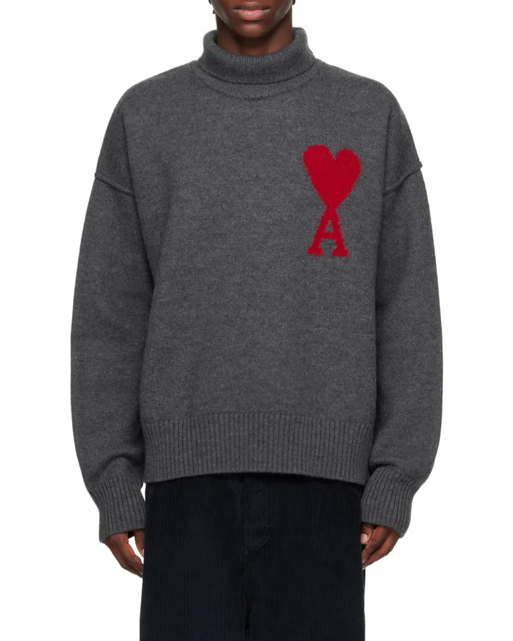 Ami De Coeur Logo Intarsia Knitted Roll-Neck Jumper