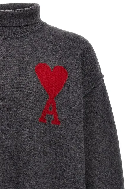 Ami De Coeur Logo Intarsia Knitted Roll-Neck Jumper