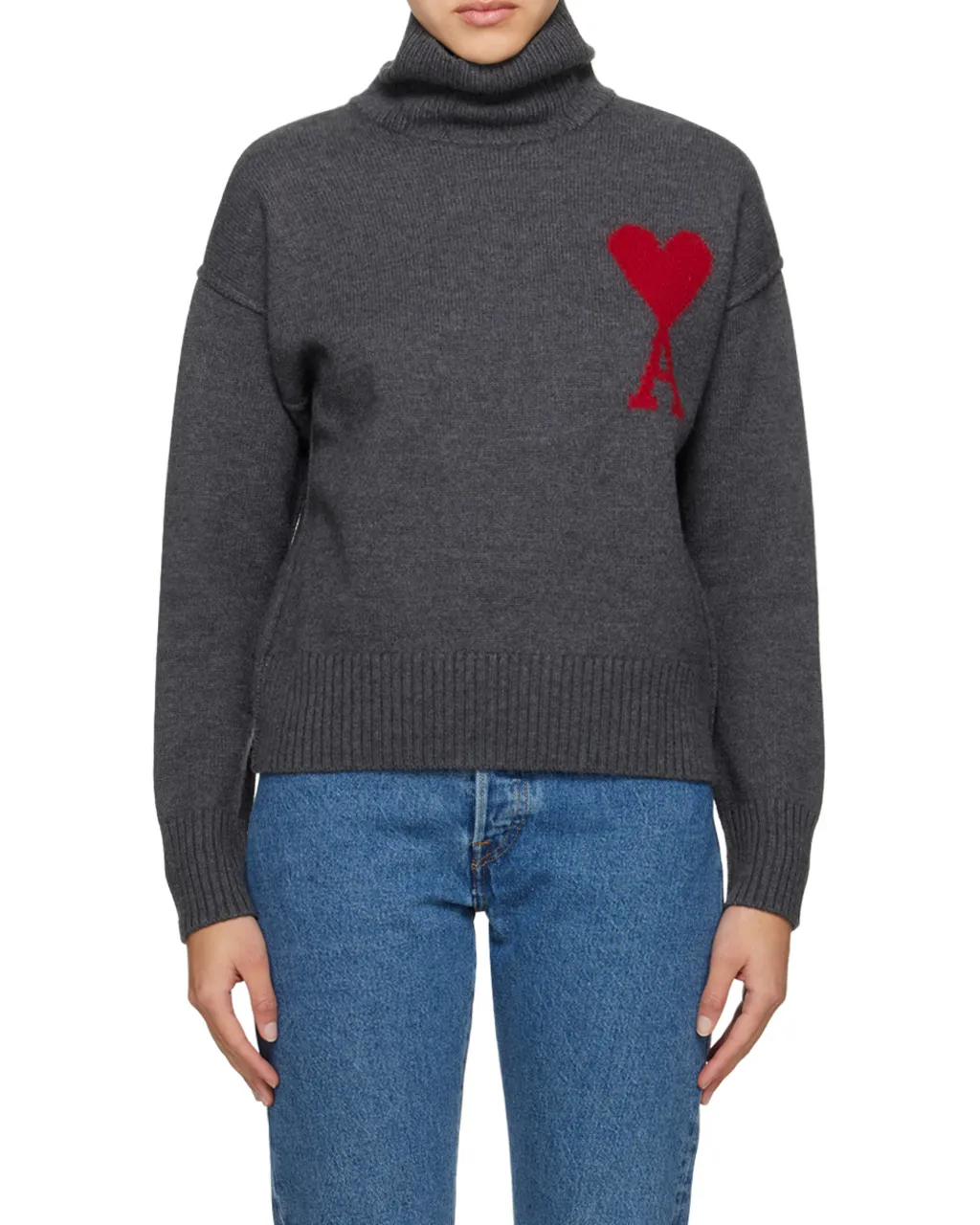 Ami De Coeur Logo Intarsia Knitted Roll-Neck Jumper