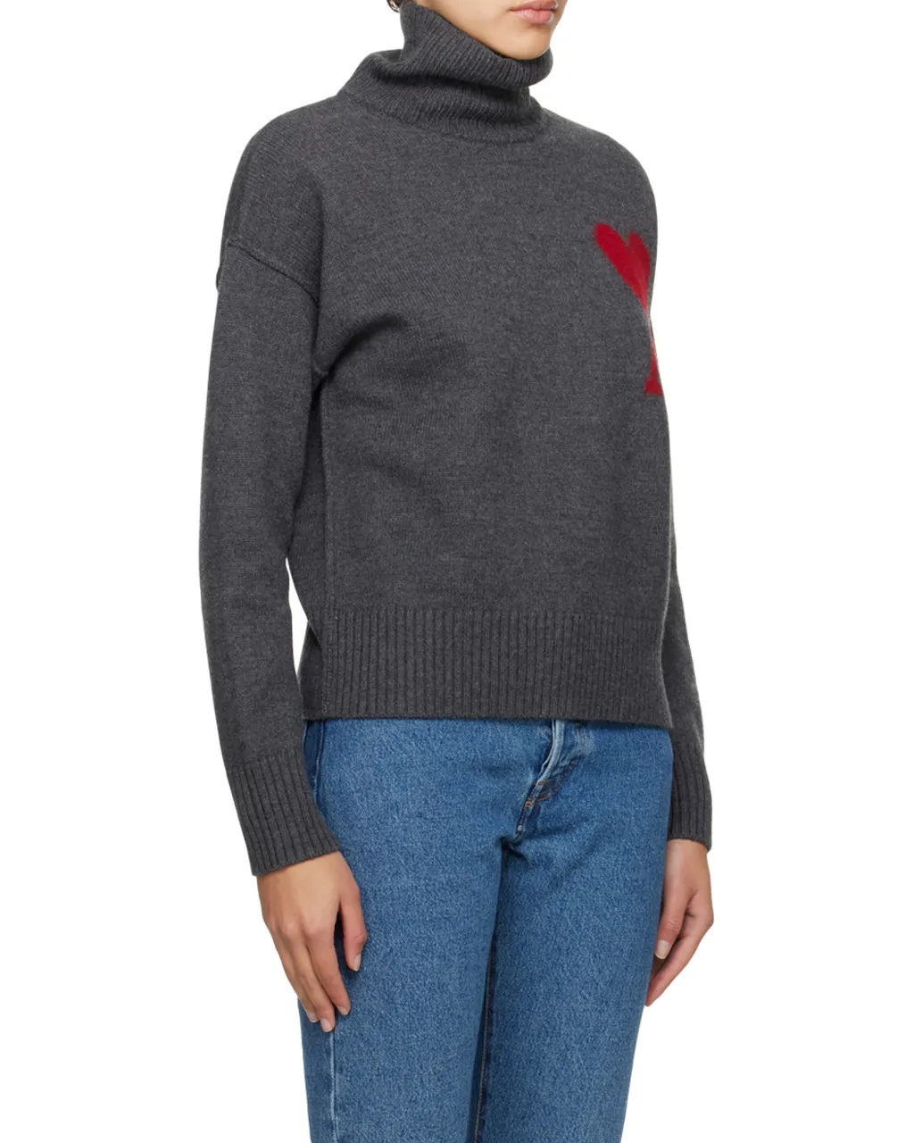 Ami De Coeur Logo Intarsia Knitted Roll-Neck Jumper