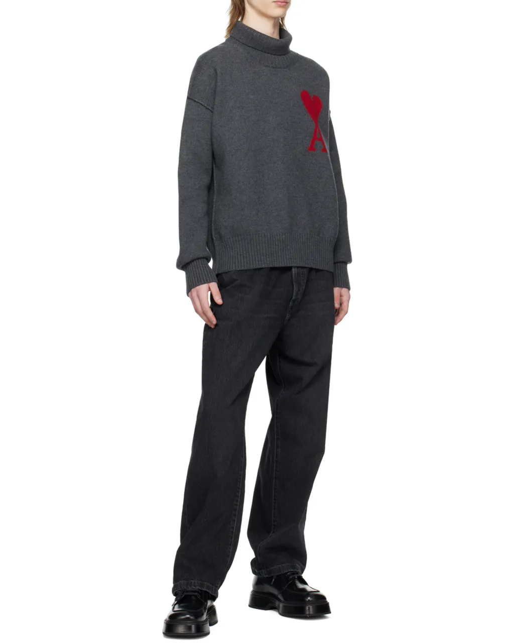 Ami De Coeur Logo Intarsia Knitted Roll-Neck Jumper