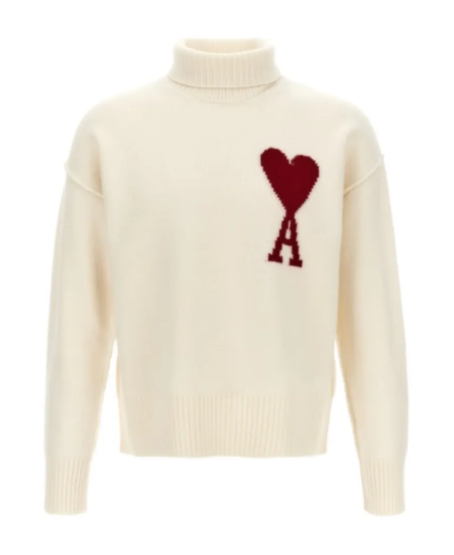 Ami De Coeur Logo Intarsia Knitted Roll-Neck Jumper