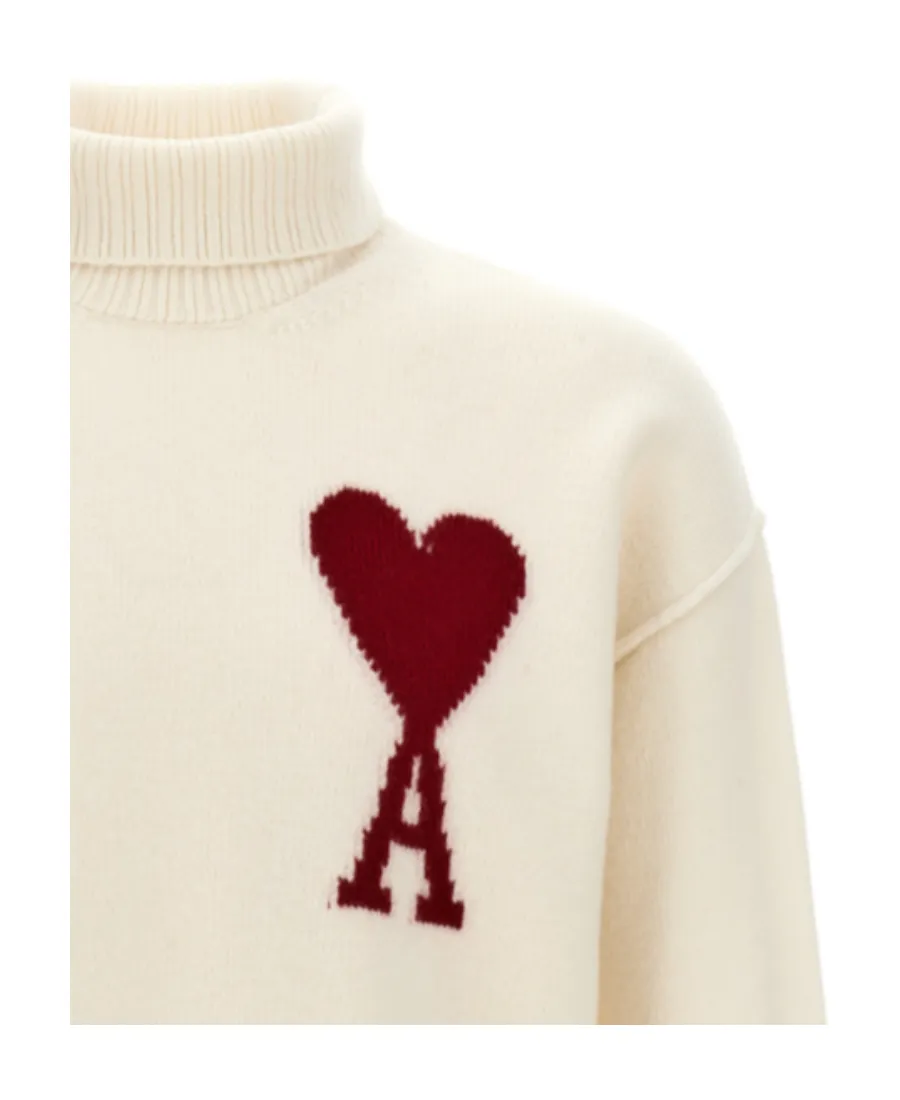 Ami De Coeur Logo Intarsia Knitted Roll-Neck Jumper