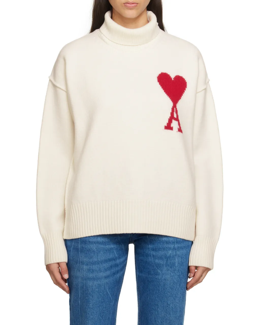 Ami De Coeur Logo Intarsia Knitted Roll-Neck Jumper