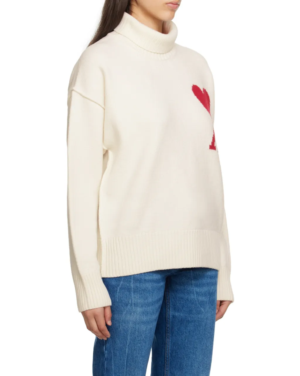 Ami De Coeur Logo Intarsia Knitted Roll-Neck Jumper