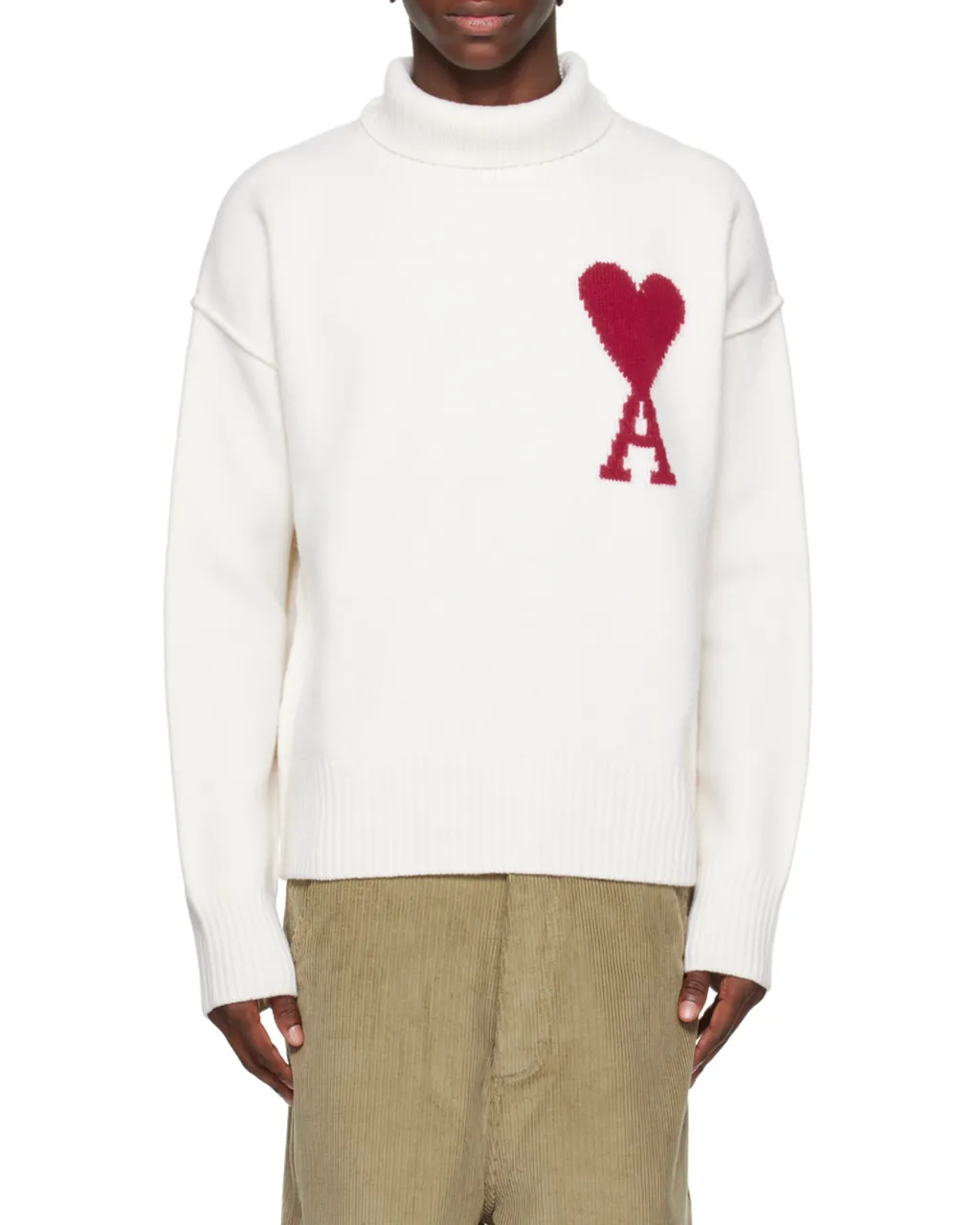 Ami De Coeur Logo Intarsia Knitted Roll-Neck Jumper