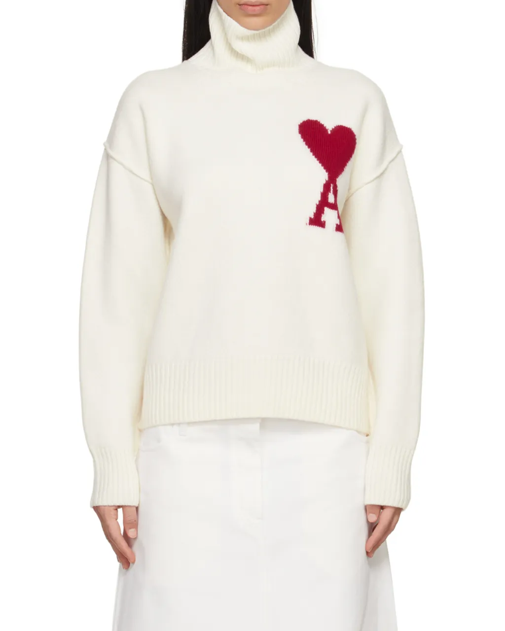 Ami De Coeur Logo Intarsia Knitted Roll-Neck Jumper