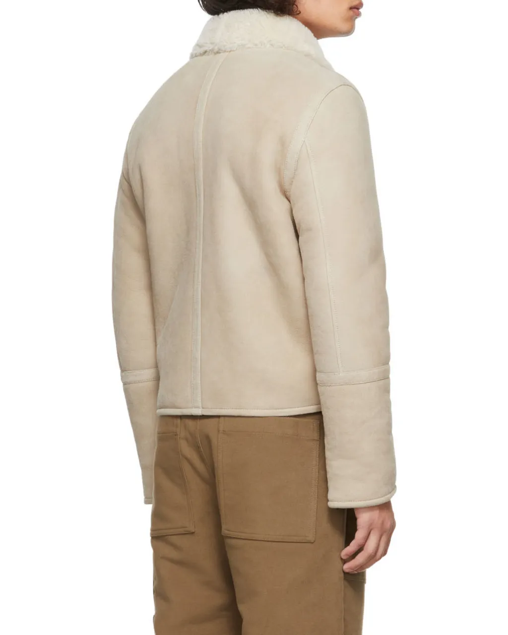 Shearling-Collar Suede Jacket