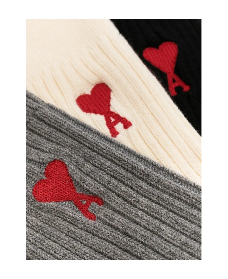 Ami De Coeur Logo Embroidered Ribbed 3-Pack Socks