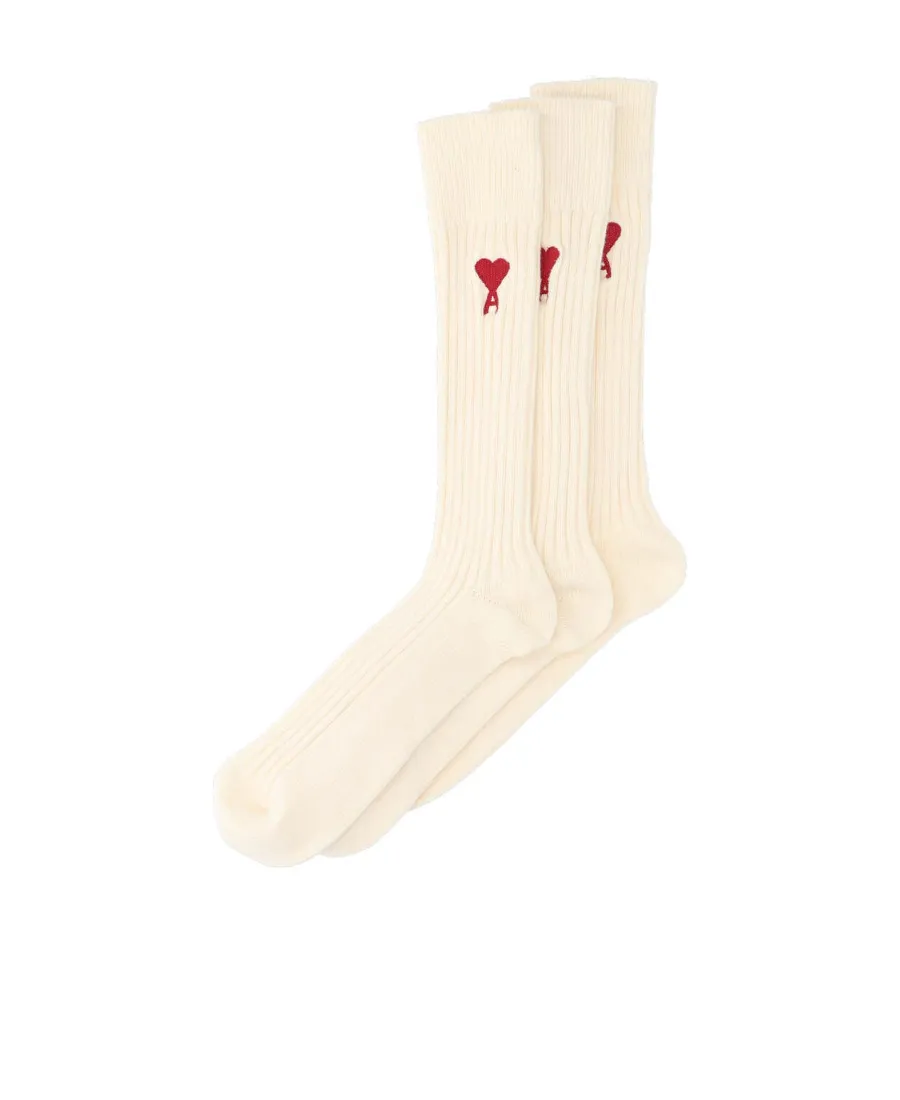 Ami De Coeur Logo Embroidered Ribbed 3-Pack Socks