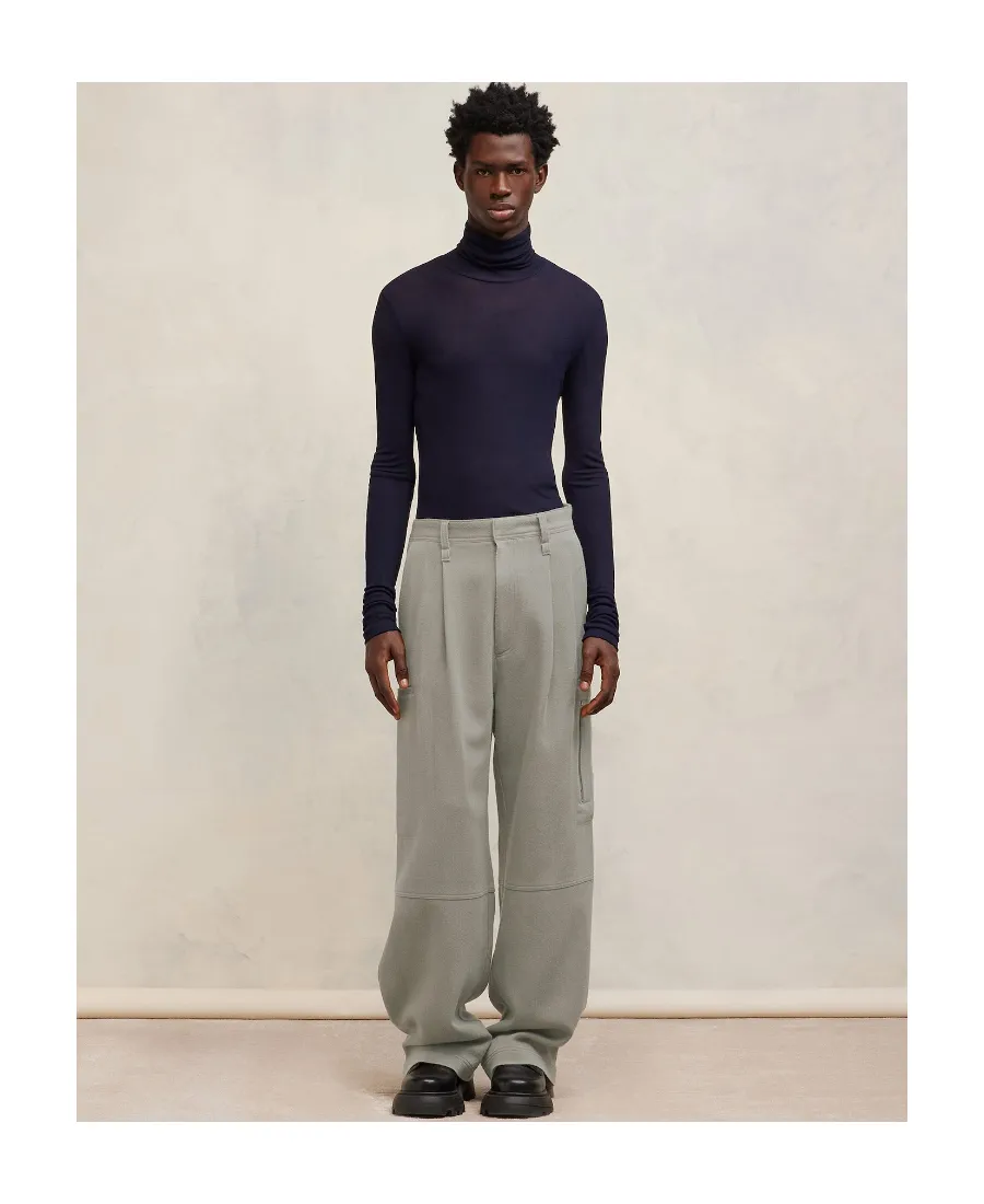 Pleated Wide-Leg Cargo Pants