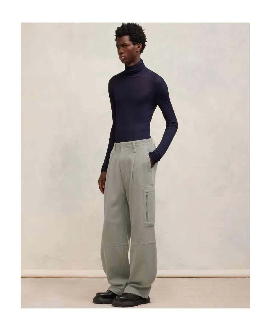 Pleated Wide-Leg Cargo Pants