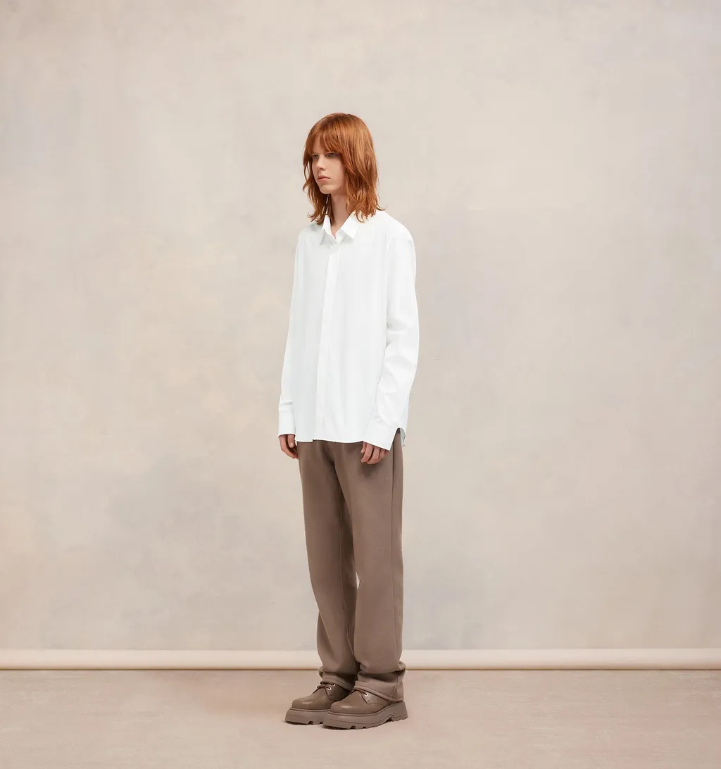 Curved Hem Long-Sleeved Shirt