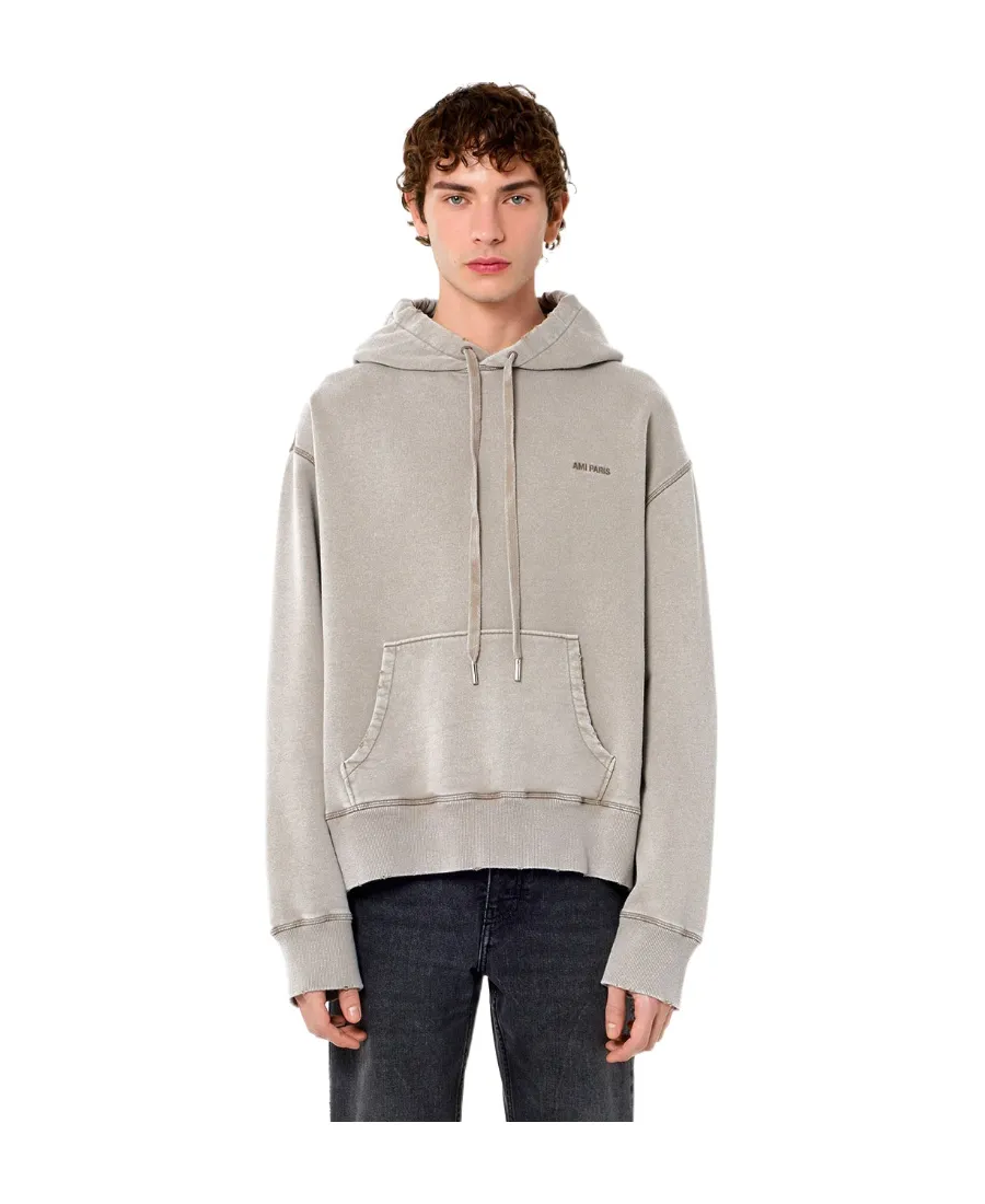 Ami Logo Embroidered Drawstring Hoodie