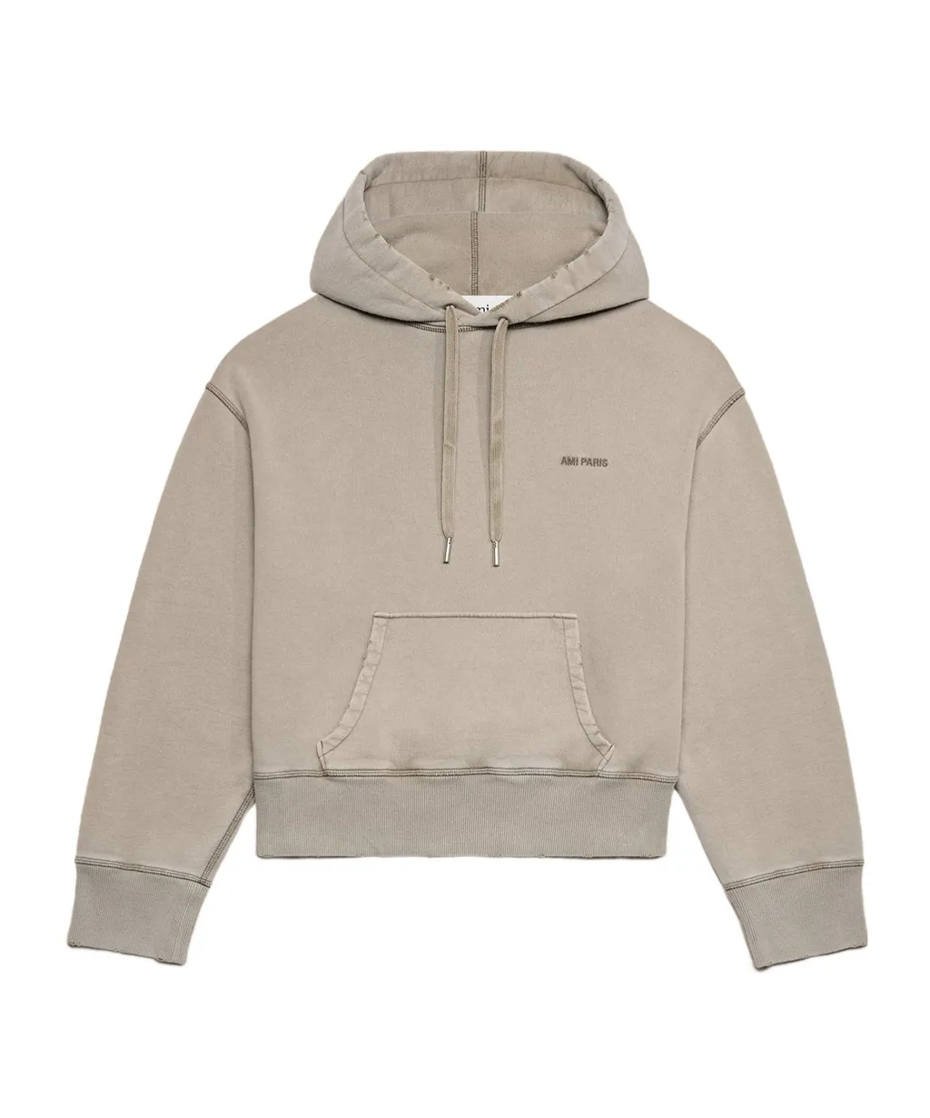 Ami Logo Embroidered Drawstring Hoodie