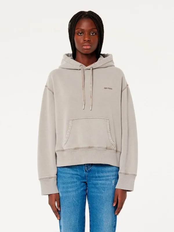 Ami Logo Embroidered Drawstring Hoodie
