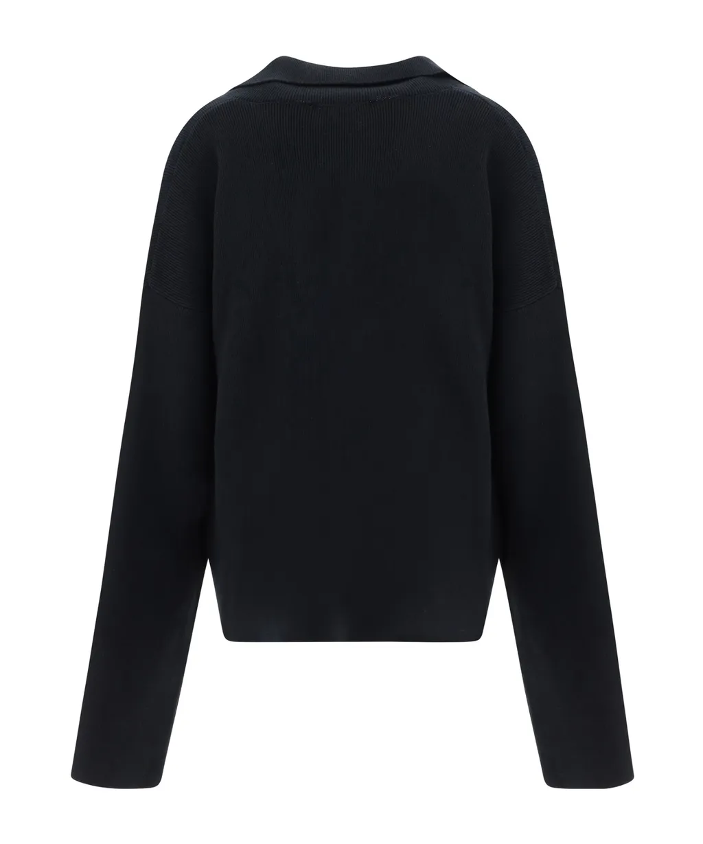 Ami De Coeur Long-Sleeved Knitted Polo Shirt