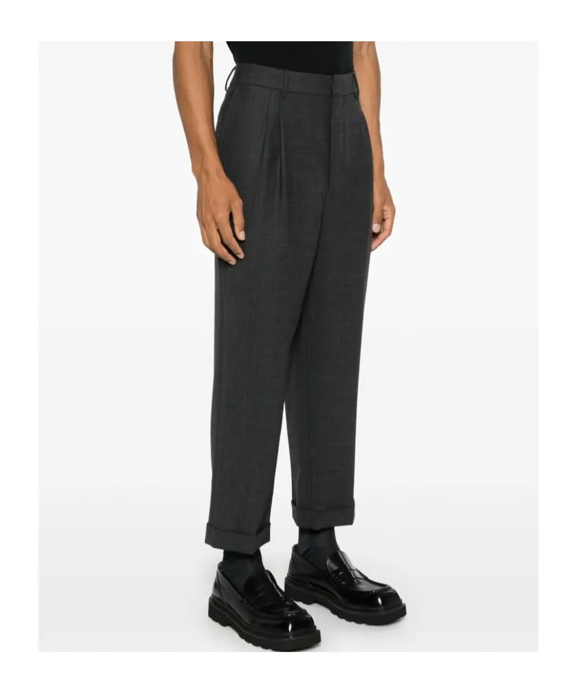 Pleated Tapered-Leg Trousers