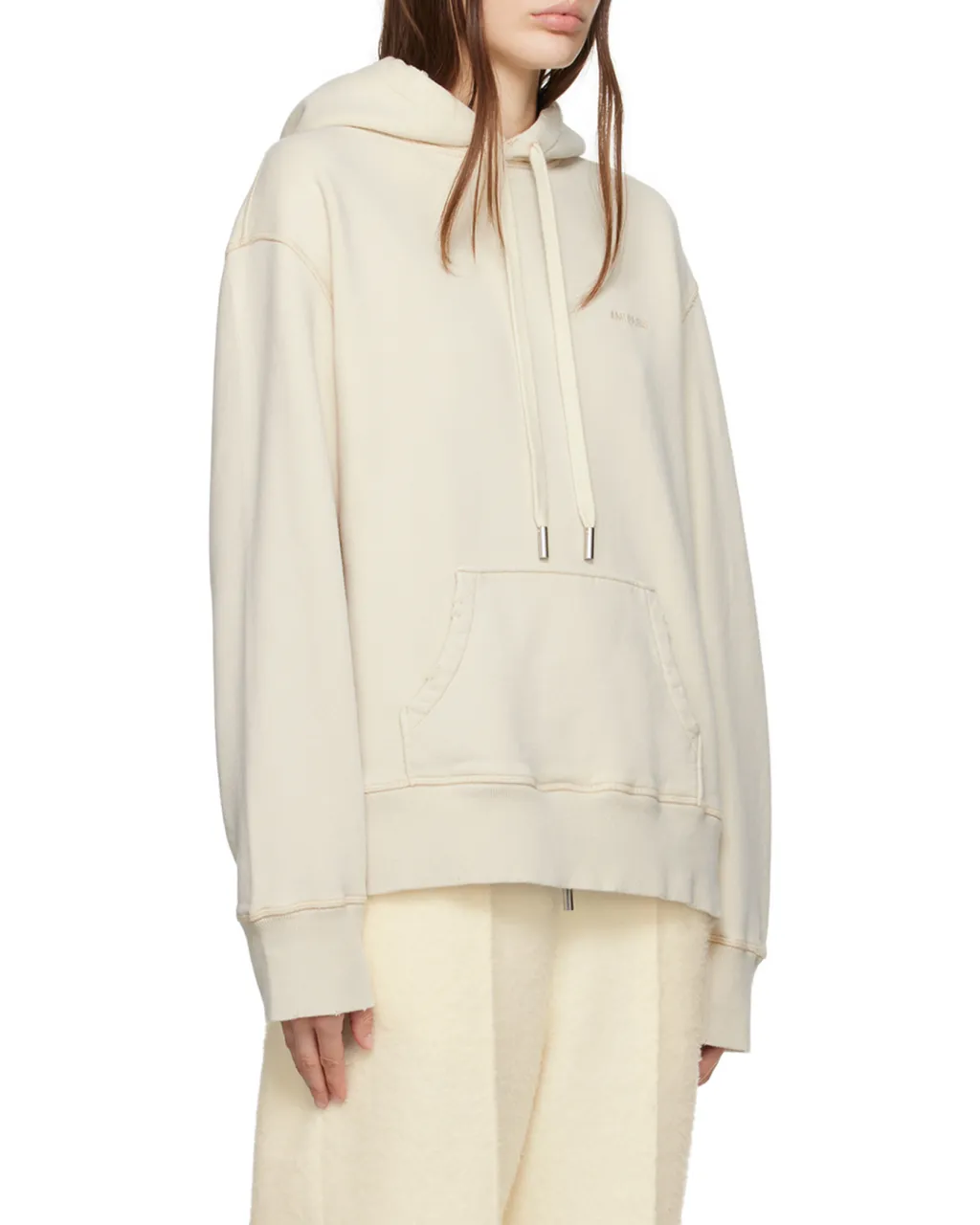 Ami Logo Embroidered Drawstring Hoodie