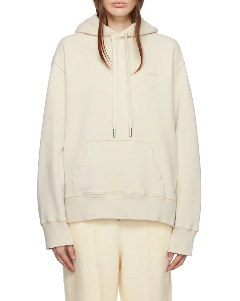 Ami Logo Embroidered Drawstring Hoodie