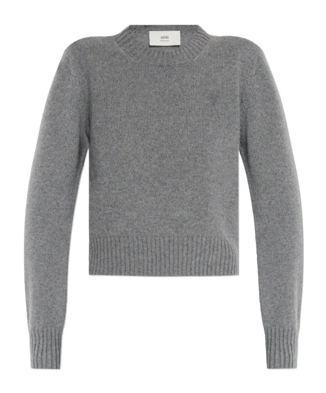 Ami De Coeur Logo-Embroidered Knit Cropped Jumper