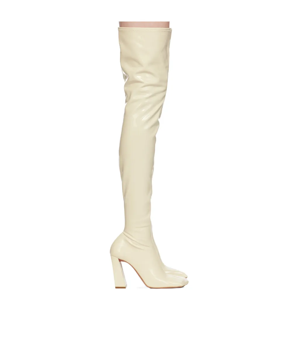 Marine Stretch Block Heel Latex Over-The-Knee Boots