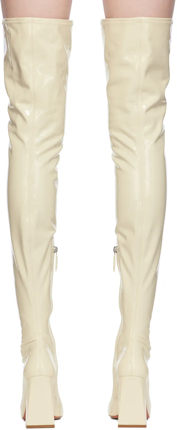 Marine Stretch Block Heel Latex Over-The-Knee Boots