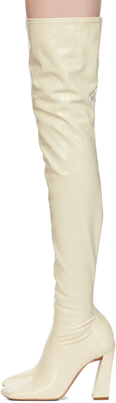 Marine Stretch Block Heel Latex Over-The-Knee Boots