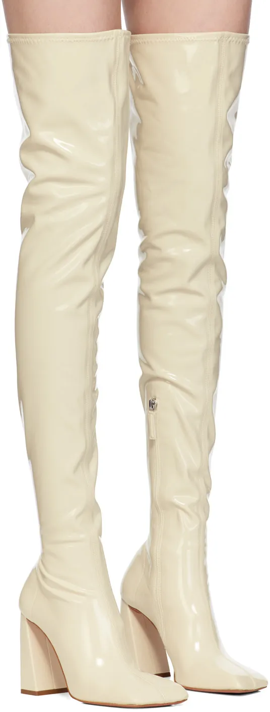 Marine Stretch Block Heel Latex Over-The-Knee Boots