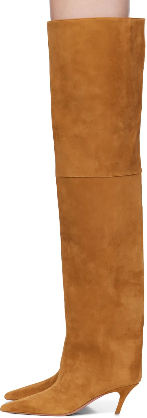 Fiona Thigh Bended Heel Suede