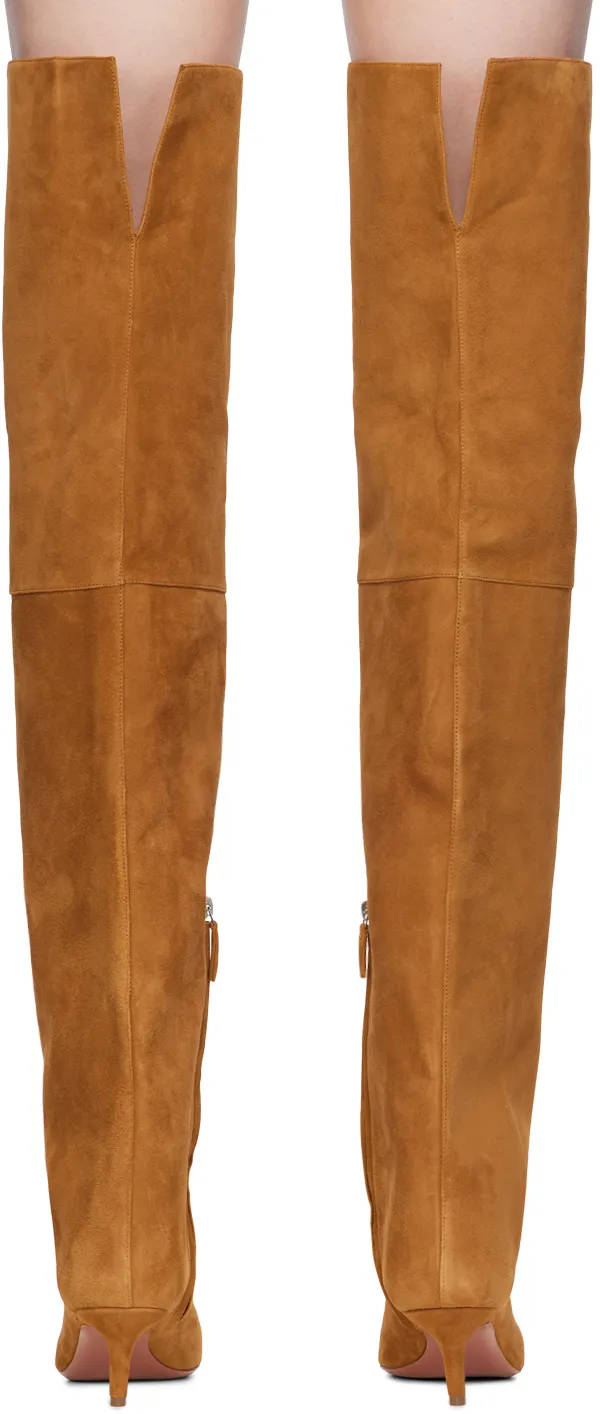 Fiona Thigh Bended Heel Suede