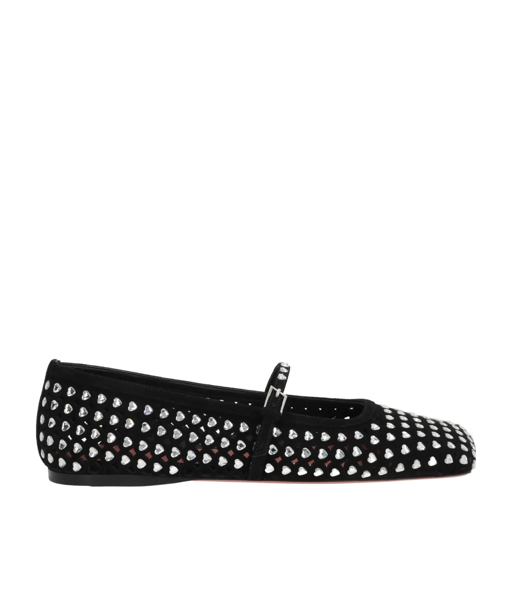 Crystal Heart Ballet Flats