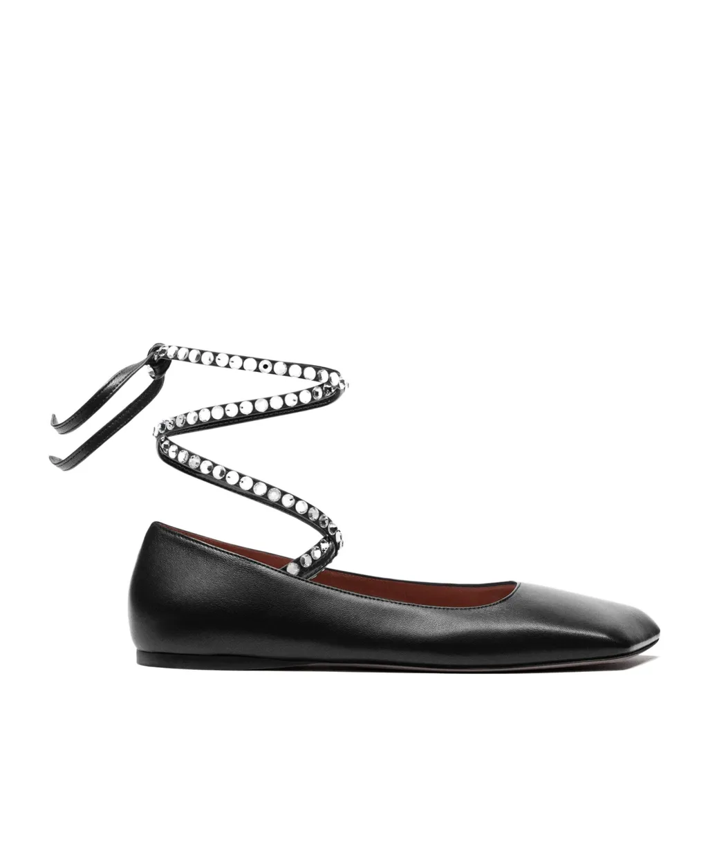 Lace-Up Flat Napa Leather Shoes