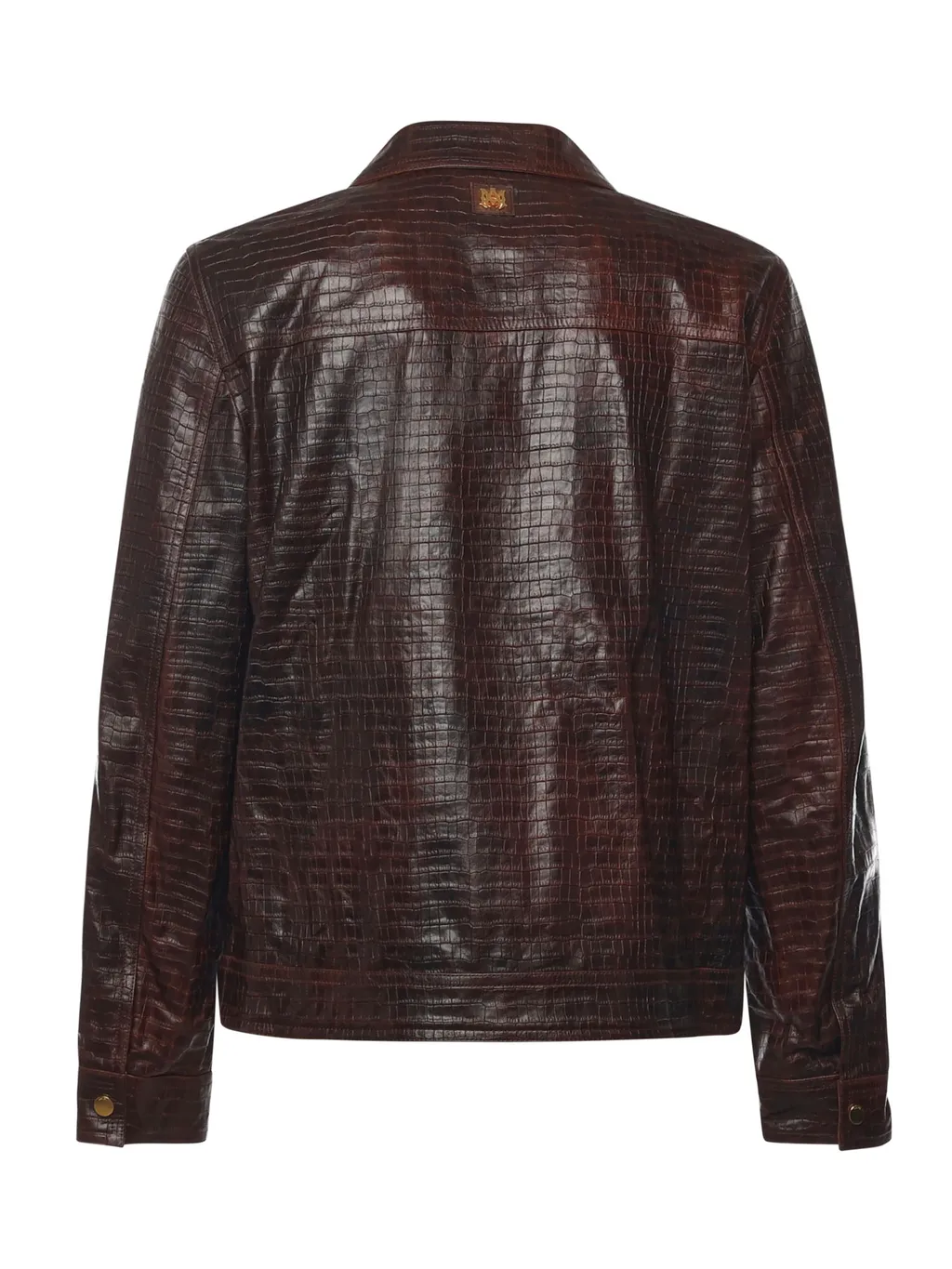 Long-Sleeved Zip-Up Leather Jacket