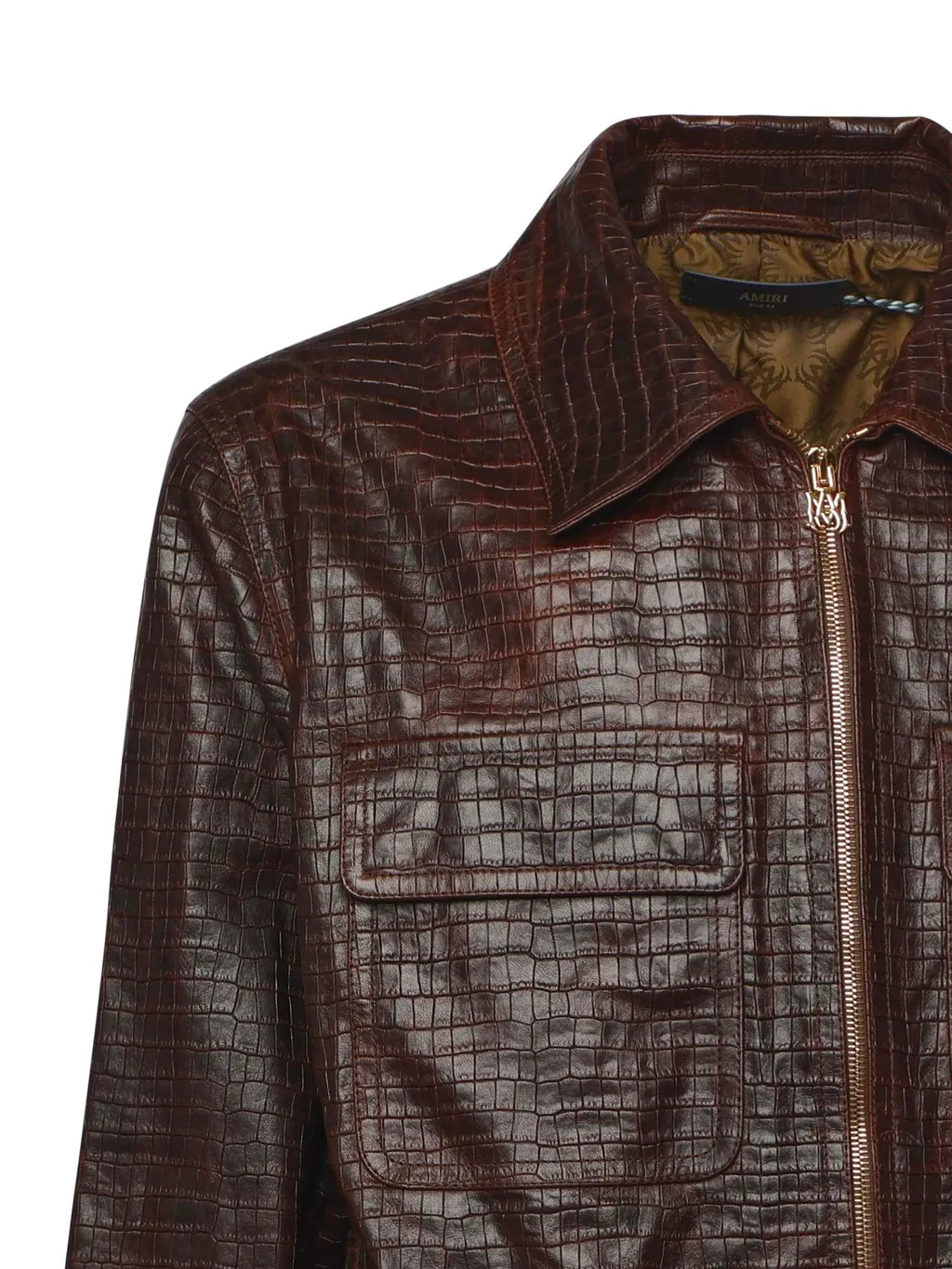 Long-Sleeved Zip-Up Leather Jacket