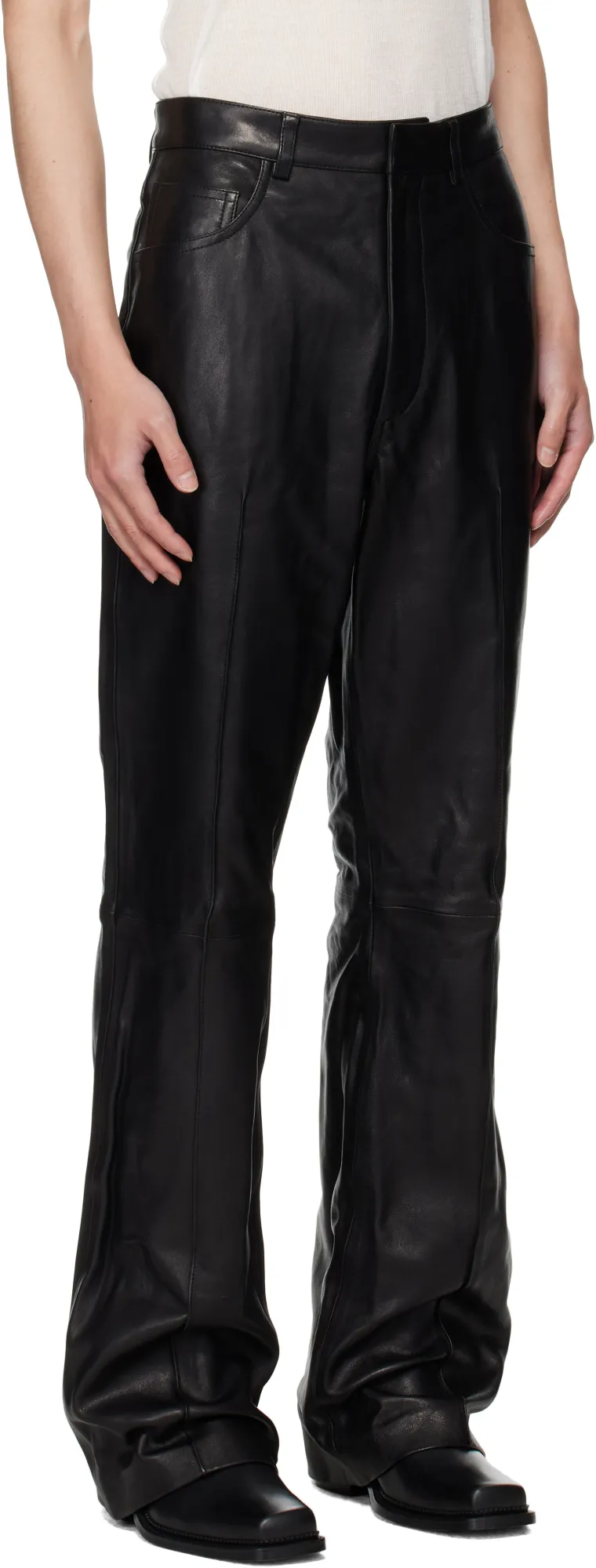 Leather Bootcut Trousers