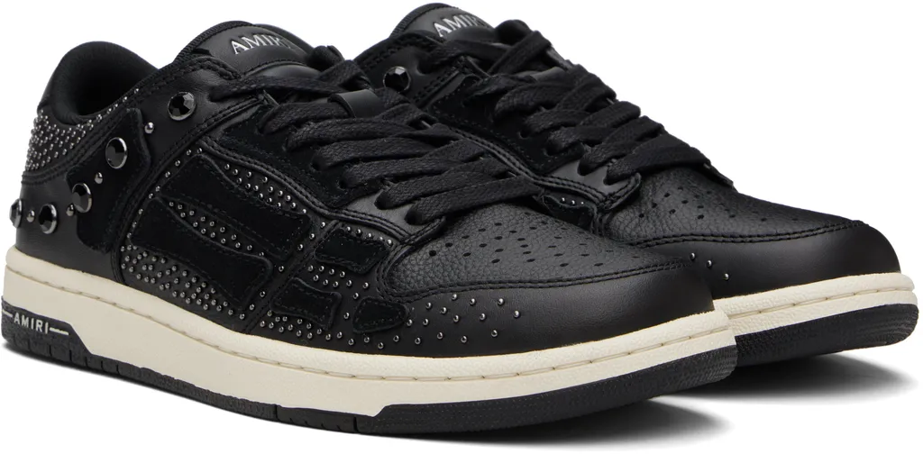 Perforated Studded Lace-Up Sneakers