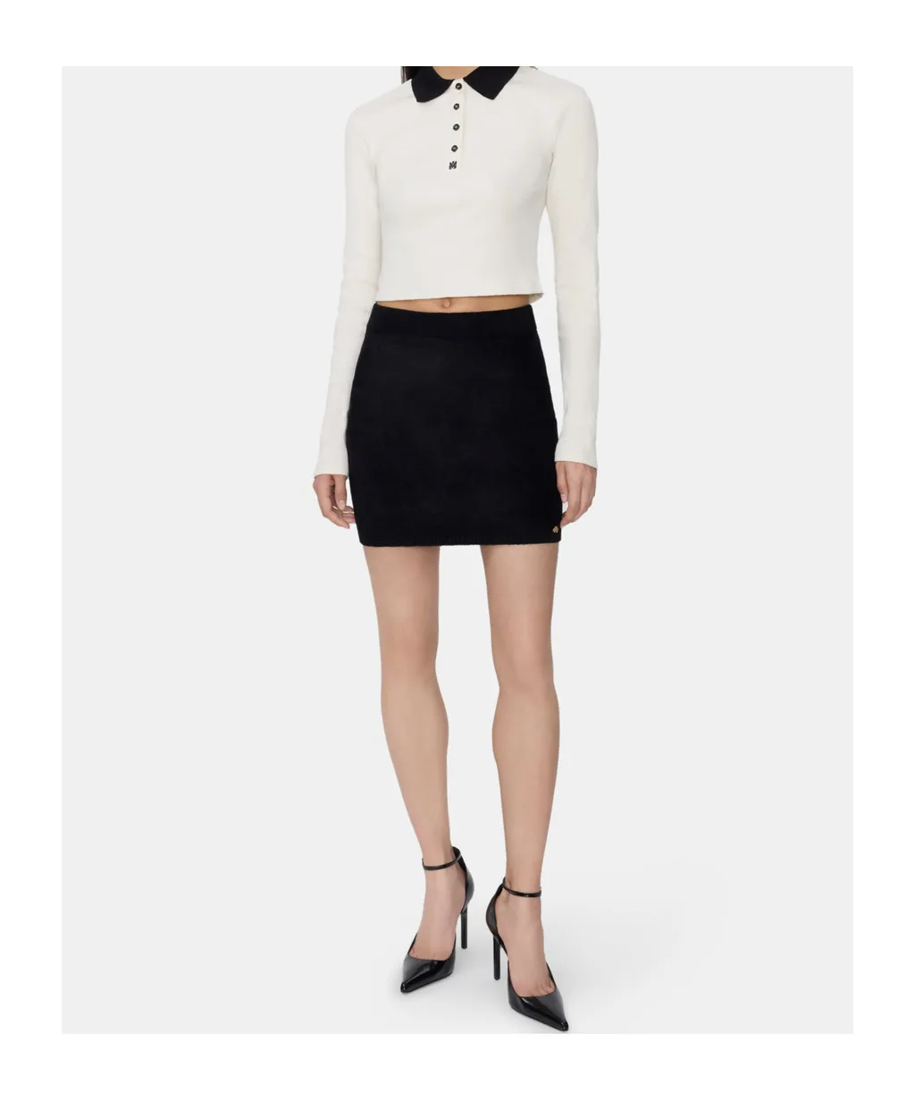 Ribbed-Knit Polo Top