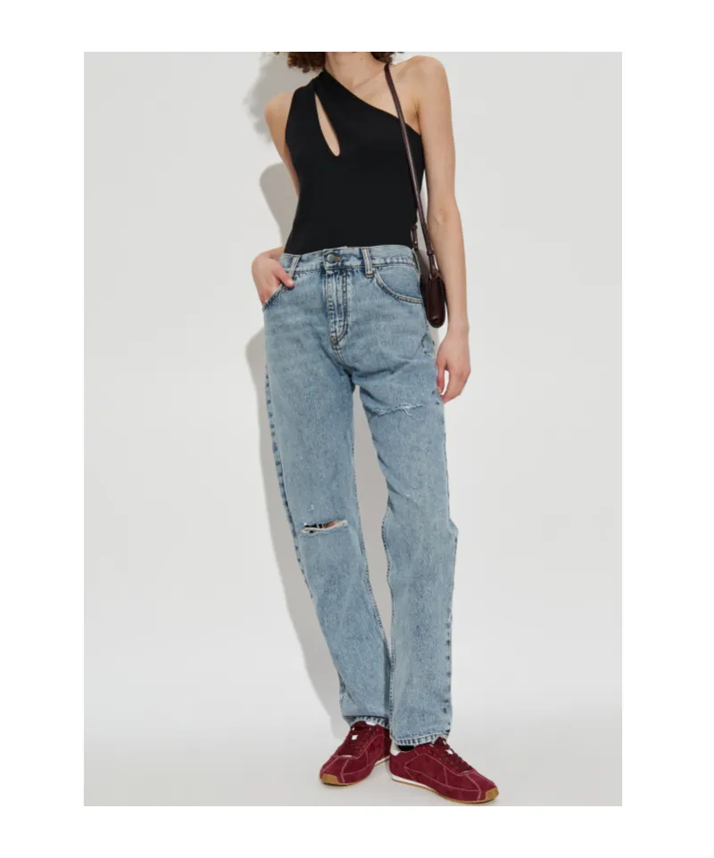 Distressed Knee-Detail Jeans