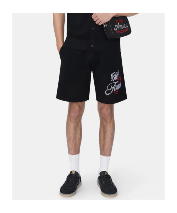 Embroidered-Lettering Shorts