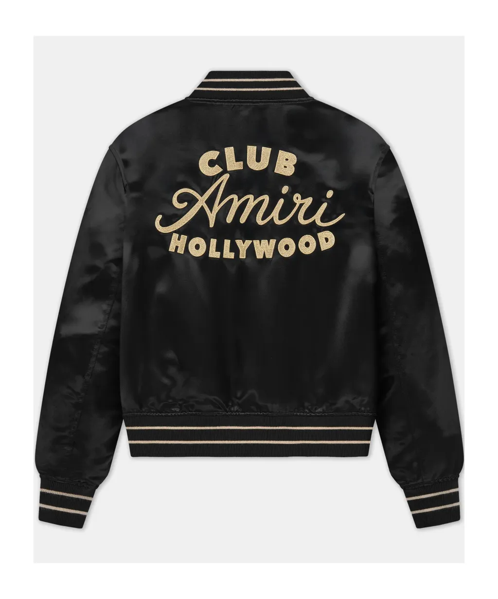 Club Amiri Embroidered Satin Bomber Jacket